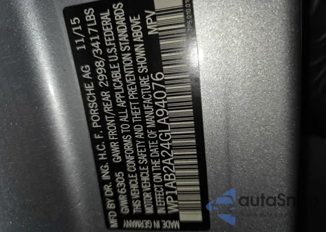 2016 Porsche Cayenne S из США, поврежденный, VIN WP1AB2A24GLA94076